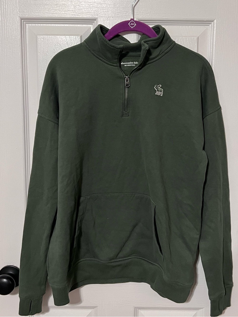 Abercrombie Kids 1/4 Zip Pullover Sweatshirt Olive Green Size 17/18 XL